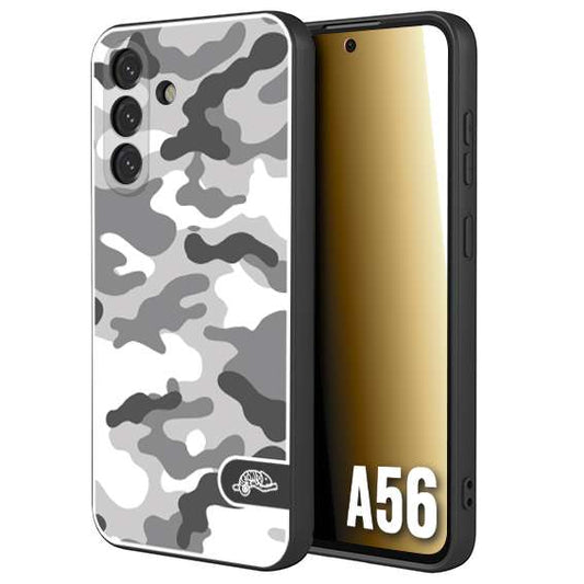 CUSTOMIZZA - Custodia cover nera morbida in tpu compatibile per Samsung A56 5G camouflage mimetico militare bianco white