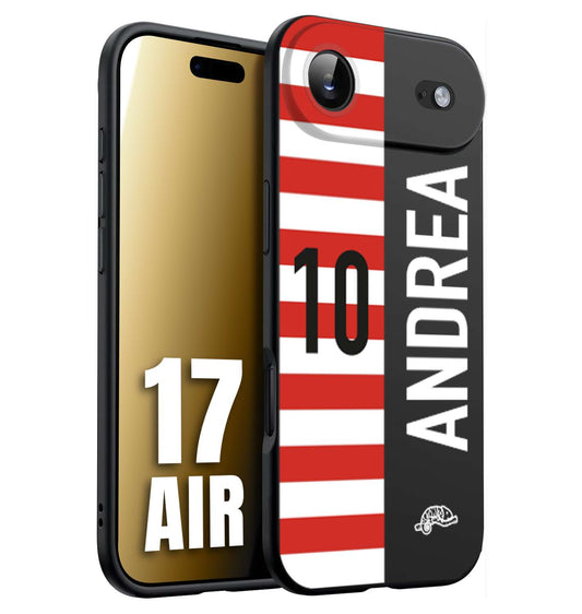 CUSTOMIZZA - Custodia cover nera morbida in tpu compatibile per iPhone 17 AIR personalizzata calcio football nome e numero calciatori bianco rossa