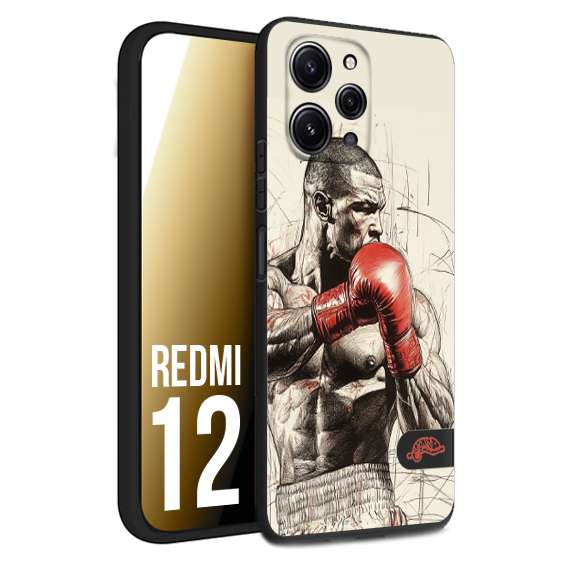 CUSTOMIZZA - Custodia cover nera morbida in tpu compatibile per Xiaomi Redmi 12 pugilato pugili disegno tattoo guantoni box sport ring