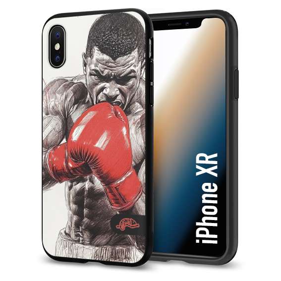 CUSTOMIZZA - Custodia cover nera morbida in tpu compatibile per iPhone Xr pugilato pugili disegno tattoo guantoni box pesi massimi gancio