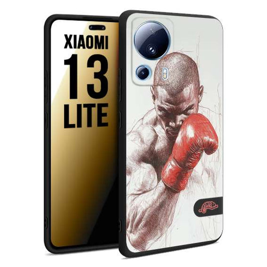 CUSTOMIZZA - Custodia cover nera morbida in tpu compatibile per Xiaomi 13 LITE pugilato pugili disegno tattoo guantoni box sport primo piano