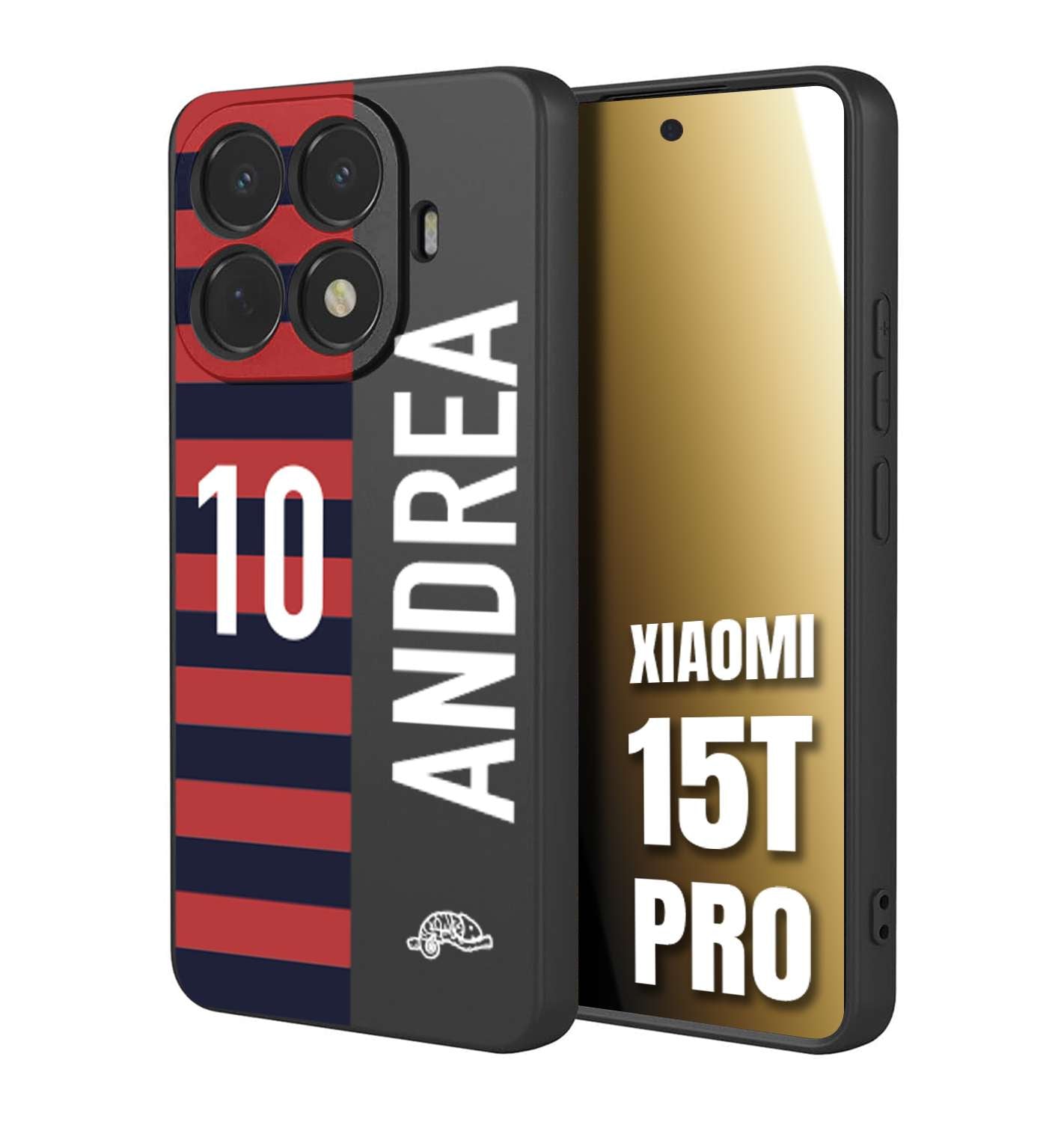 CUSTOMIZZA - Custodia cover nera morbida in tpu compatibile per Xiaomi 15T PRO personalizzata calcio football nome e numero calciatori rossoblu