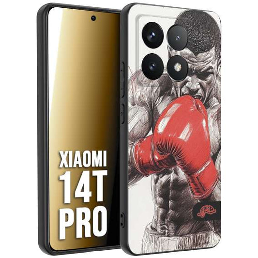 CUSTOMIZZA - Custodia cover nera morbida in tpu compatibile per Xiaomi 14T PRO pugilato pugili disegno tattoo guantoni box pesi massimi gancio