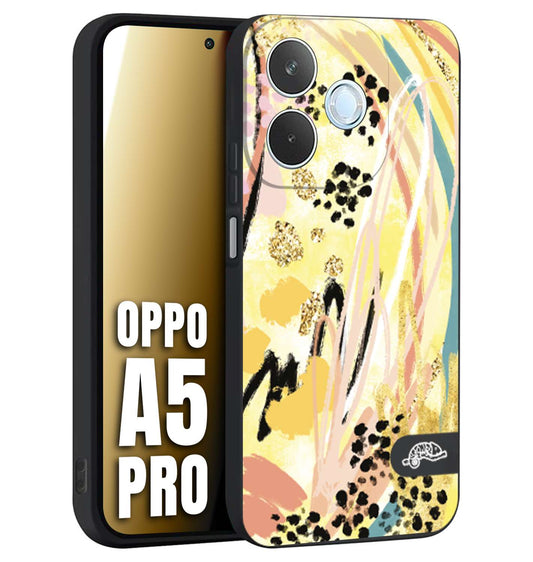 CUSTOMIZZA - Custodia cover nera morbida in tpu compatibile per Oppo A5 PRO astratti donna flower fantasia estate gialla rosa leopardata