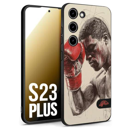 CUSTOMIZZA - Custodia cover nera morbida in tpu compatibile per Samsung S23 PLUS pugilato pugili disegno tattoo guantoni boxer pesi massimi
