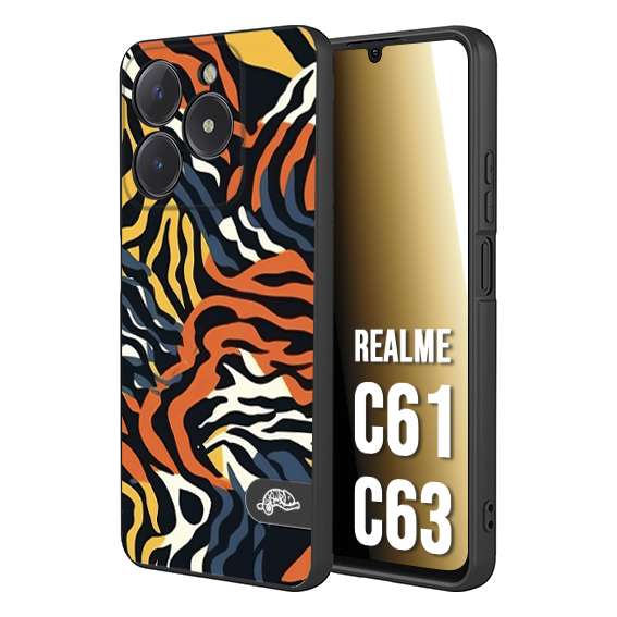 CUSTOMIZZA - Custodia cover nera morbida in tpu compatibile per Oppo C61 - C63 leopardato maculato tigrato tiger colorata gialla blu arancio