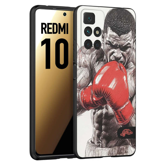 CUSTOMIZZA - Custodia cover nera morbida in tpu compatibile per Xiaomi Redmi 10 pugilato pugili disegno tattoo guantoni box pesi massimi gancio
