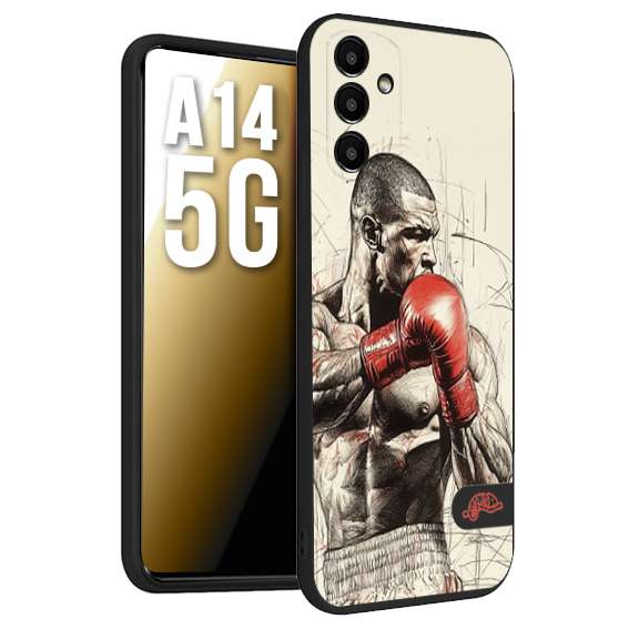 CUSTOMIZZA - Custodia cover nera morbida in tpu compatibile per Samsung A14 5G pugilato pugili disegno tattoo guantoni box sport ring