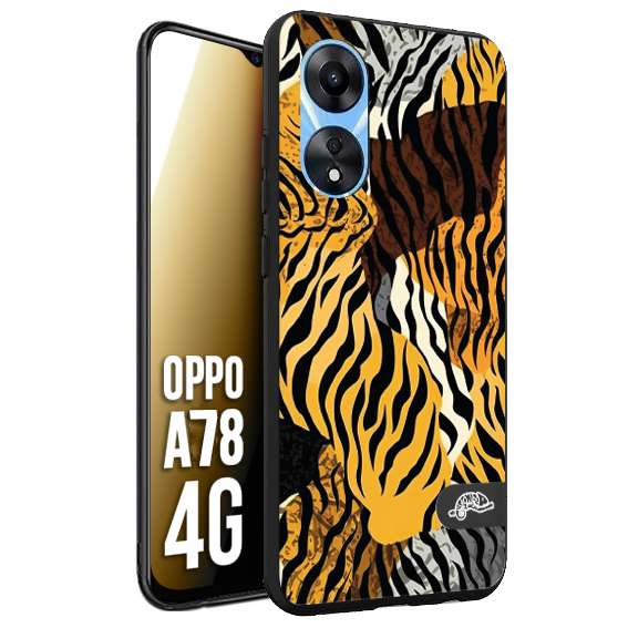 CUSTOMIZZA - Custodia cover nera morbida in tpu compatibile per Oppo A78 4G leopardato tigrato tiger colorata donna fashion estate