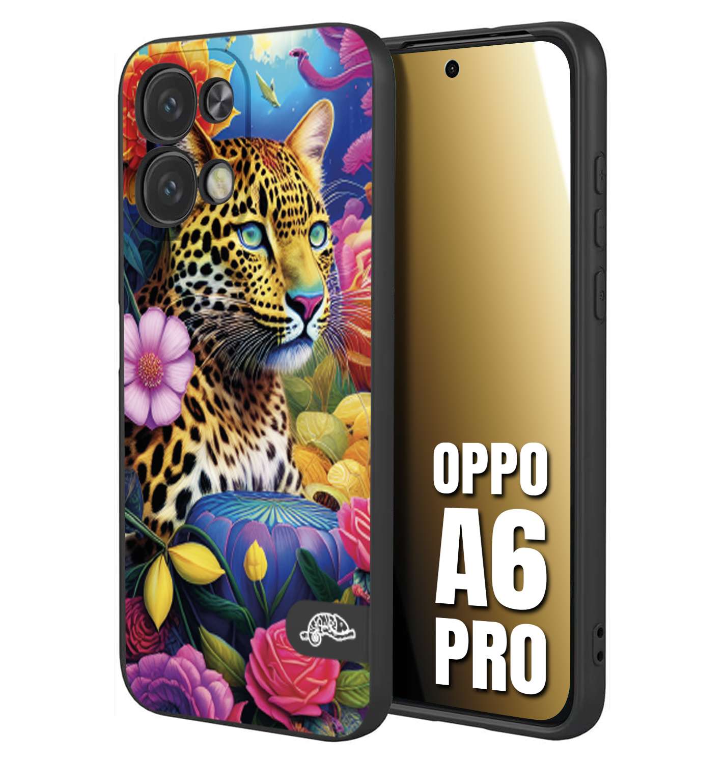 CUSTOMIZZA - Custodia cover nera morbida in tpu compatibile per Oppo A6 PRO astratti donna flower fantasia leopardo ghepardo animali colorati