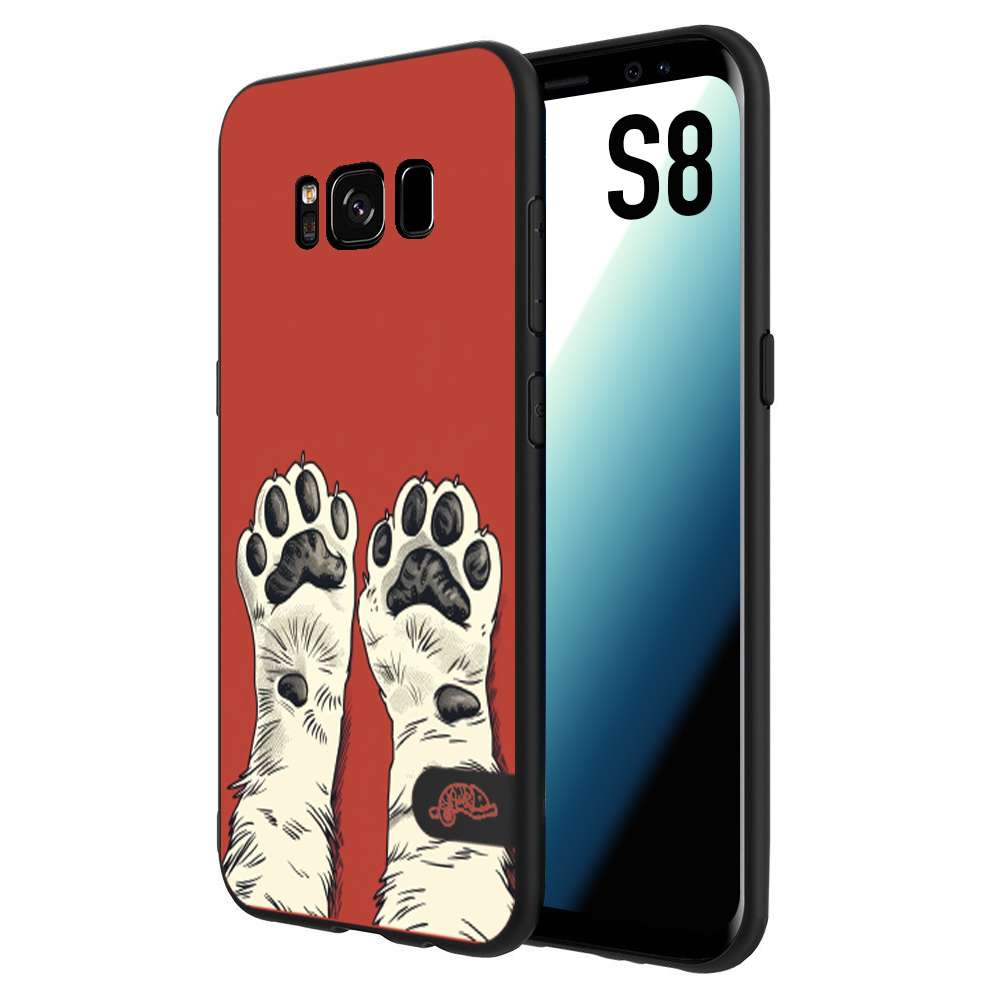 CUSTOMIZZA - Custodia cover nera morbida in tpu compatibile per Samsung S8 zampe di gatto cat paws rossa red disegnata fumetto cartoon