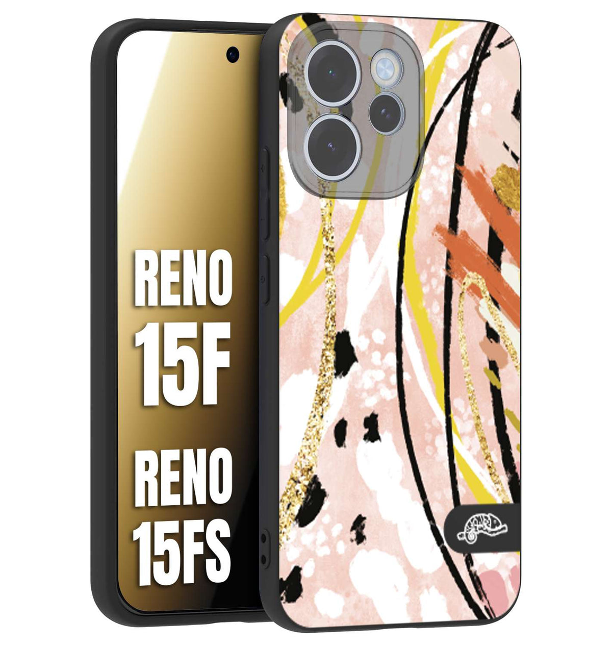 CUSTOMIZZA - Custodia cover nera morbida in tpu compatibile per Oppo Reno 15 F - Reno 15 FS fiori astratti donna zebrato leopardato fantasia dorata gialla rosa colorata