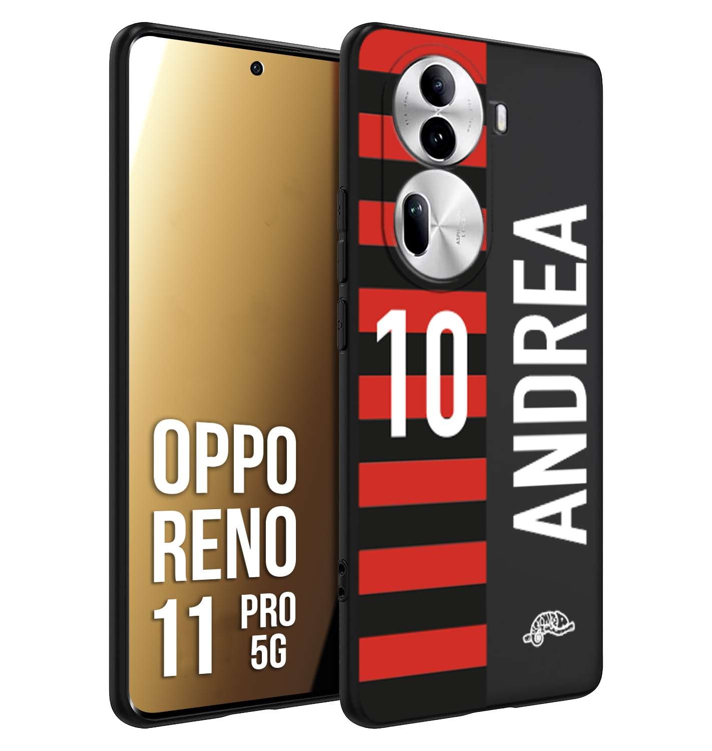 CUSTOMIZZA - Custodia cover nera morbida in tpu compatibile per Oppo Reno 11 PRO 5G personalizzata calcio football nome e numero calciatori rossonera