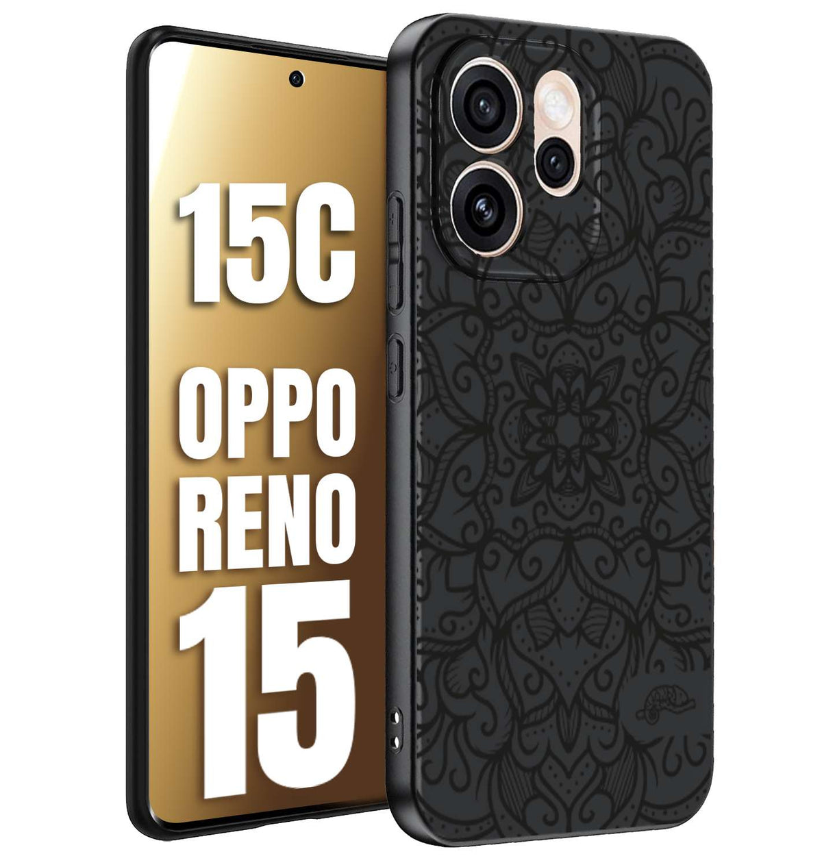 CUSTOMIZZA - Custodia cover nera morbida in tpu compatibile per Oppo Reno 15 - Reno 15Cmandala nero fiore vedo non vedo donna