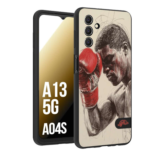 CUSTOMIZZA - Custodia cover nera morbida in tpu compatibile per Samsung A04S - A13 5G pugilato pugili disegno tattoo guantoni boxer pesi massimi