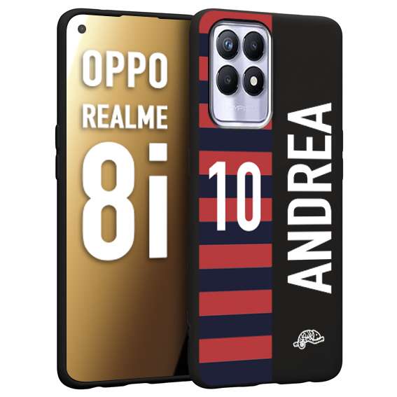 CUSTOMIZZA - Custodia cover nera morbida in tpu compatibile per Realme 8i personalizzata calcio football nome e numero calciatori rossoblu