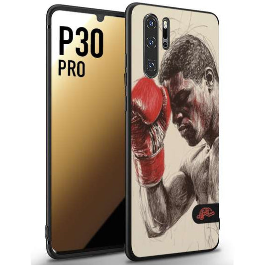 CUSTOMIZZA - Custodia cover nera morbida in tpu compatibile per Huawei P30 PRO pugilato pugili disegno tattoo guantoni boxer pesi massimi