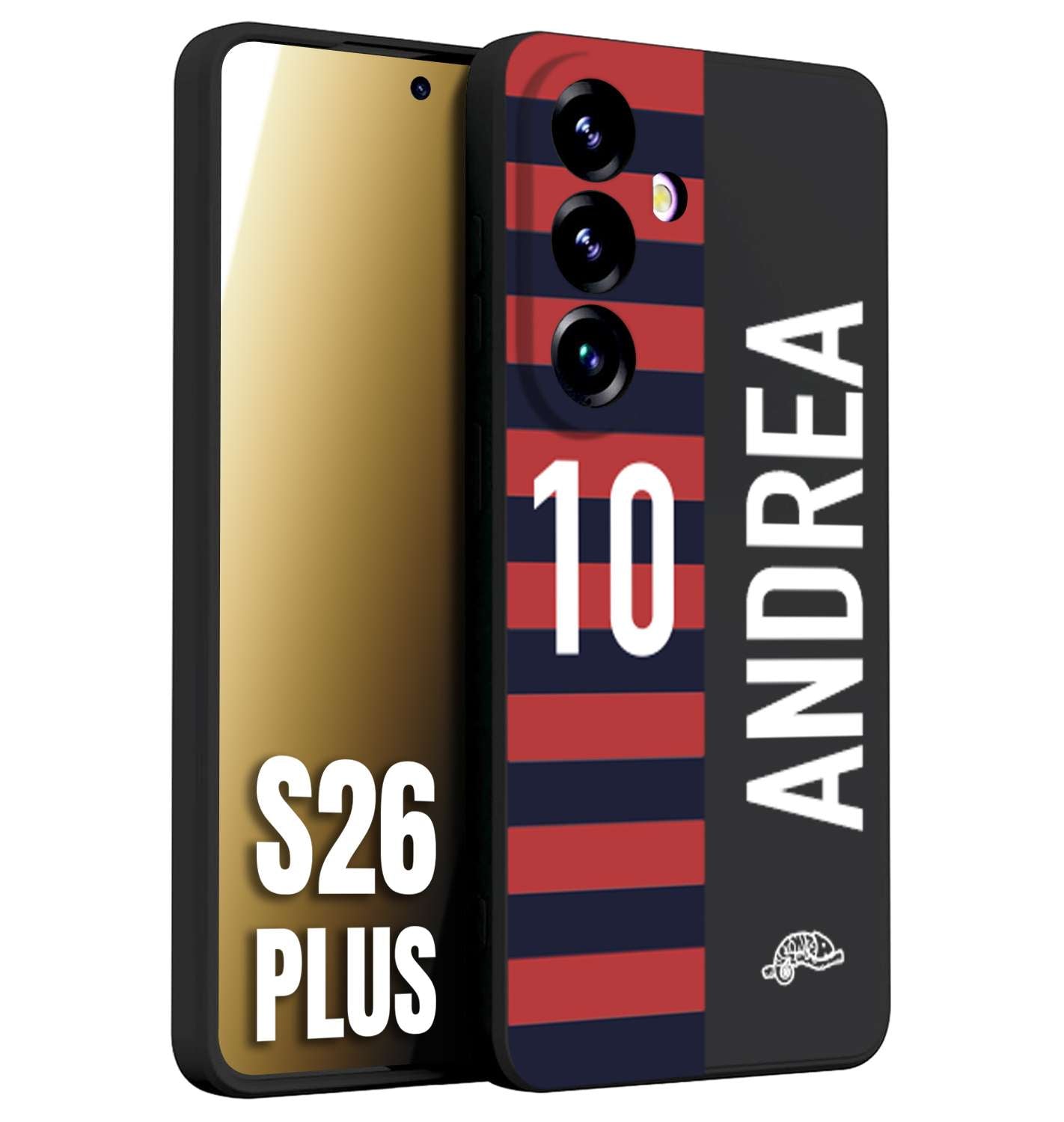 CUSTOMIZZA - Custodia cover nera morbida in tpu compatibile per Samsung S26 PLUS personalizzata calcio football nome e numero calciatori rossoblu