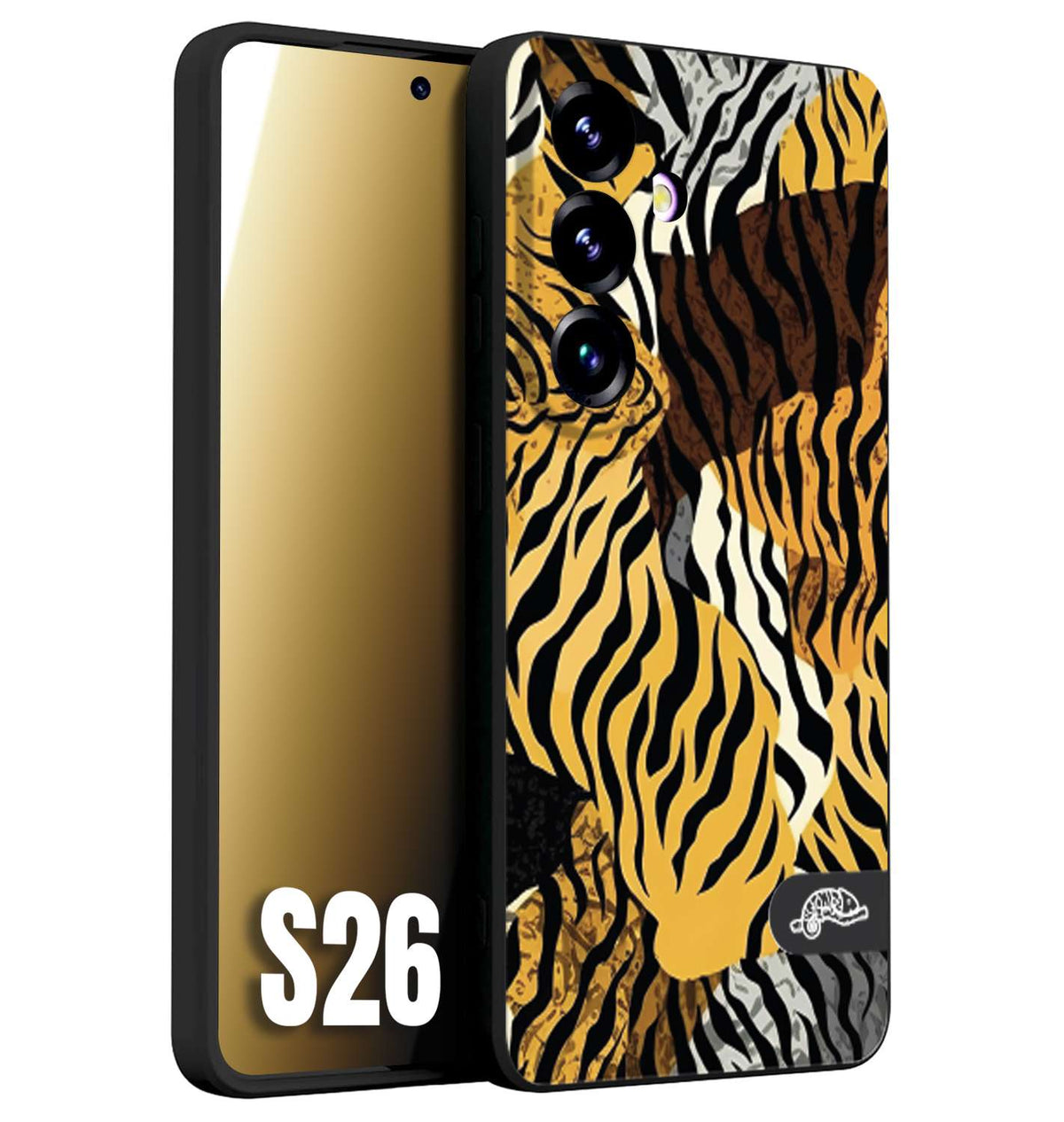 CUSTOMIZZA - Custodia cover nera morbida in tpu compatibile per Samsung S26 leopardato tigrato tiger colorata donna fashion estate