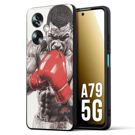 CUSTOMIZZA - Custodia cover nera morbida in tpu compatibile per Oppo A79 5G pugilato pugili disegno tattoo guantoni box pesi massimi gancio