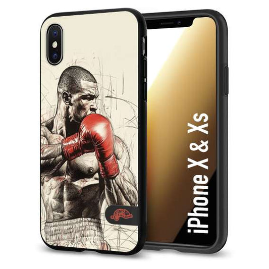 CUSTOMIZZA - Custodia cover nera morbida in tpu compatibile per iPhone X - Xs pugilato pugili disegno tattoo guantoni box sport ring