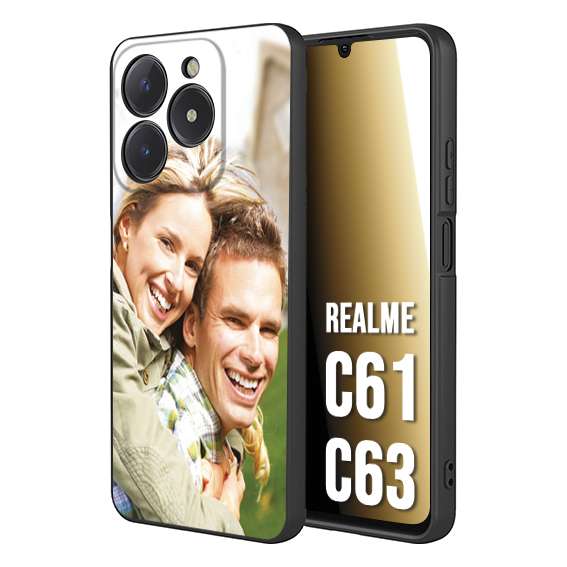 CUSTOMIZZA - Custodia cover nera morbida in tpu compatibile per Oppo C61 - C63 personalizzata con foto immagine scritta a piacere