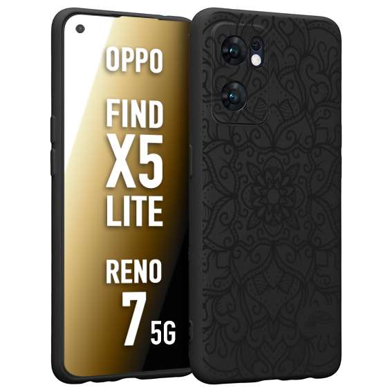 CUSTOMIZZA - Custodia cover nera morbida in tpu compatibile per Oppo Reno 7 - Find X5 LITE mandala nero fiore vedo non vedo donna
