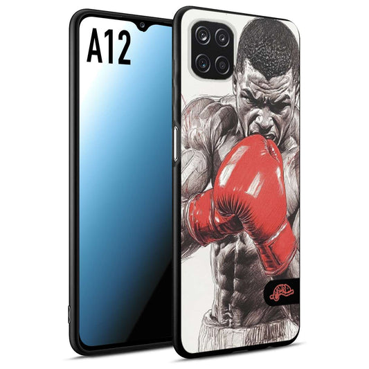 CUSTOMIZZA - Custodia cover nera morbida in tpu compatibile per Samsung A12 pugilato pugili disegno tattoo guantoni box pesi massimi gancio
