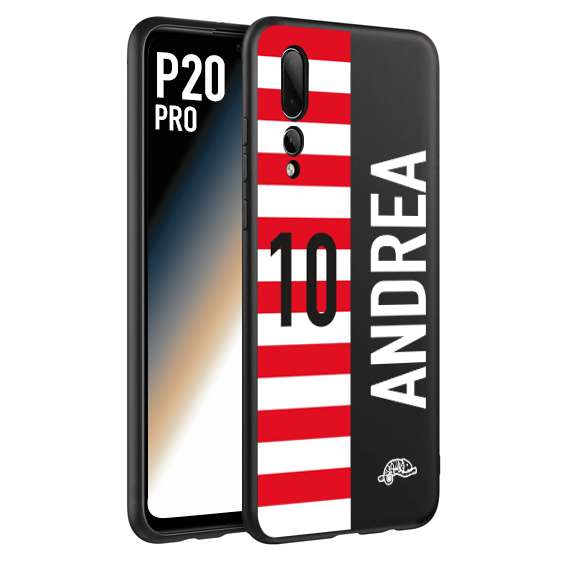 CUSTOMIZZA - Custodia cover nera morbida in tpu compatibile per Huawei P20 PRO personalizzata calcio football nome e numero calciatori bianco rossa