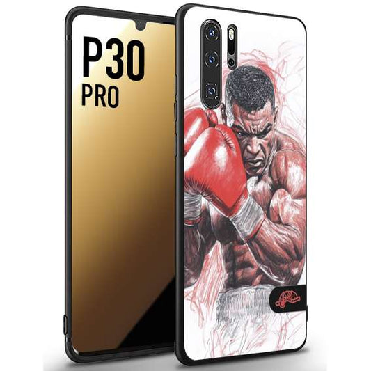 CUSTOMIZZA - Custodia cover nera morbida in tpu compatibile per Huawei P30 PRO pugilato pugili disegno tattoo guantoni boxer pesi massimi iron mike