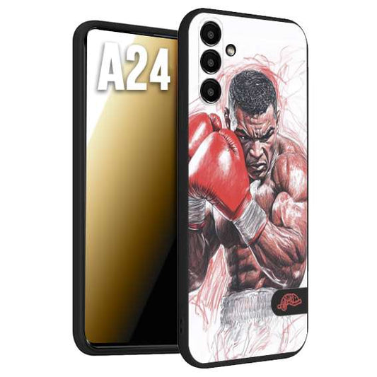 CUSTOMIZZA - Custodia cover nera morbida in tpu compatibile per Samsung A24 pugilato pugili disegno tattoo guantoni boxer pesi massimi iron mike