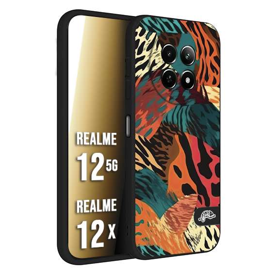 CUSTOMIZZA - Custodia cover nera morbida in tpu compatibile per Realme 12 5G - 12X leopardato tigrato tiger colorata summer arancio verde fucsia