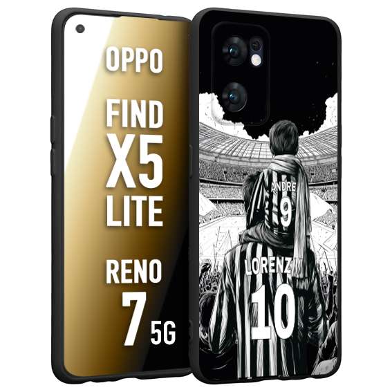 CUSTOMIZZA - Custodia cover nera morbida in tpu compatibile per Oppo Reno 7 - Find X5 LITE personalizzata calcio football nome e numero calciatori bianconeri bianca e nera