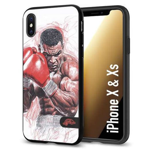 CUSTOMIZZA - Custodia cover nera morbida in tpu compatibile per iPhone X - Xs pugilato pugili disegno tattoo guantoni boxer pesi massimi iron mike
