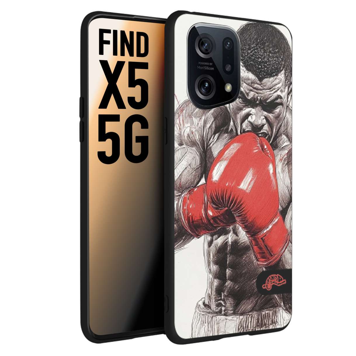 CUSTOMIZZA - Custodia cover nera morbida in tpu compatibile per Oppo Find X5 pugilato pugili disegno tattoo guantoni box pesi massimi gancio