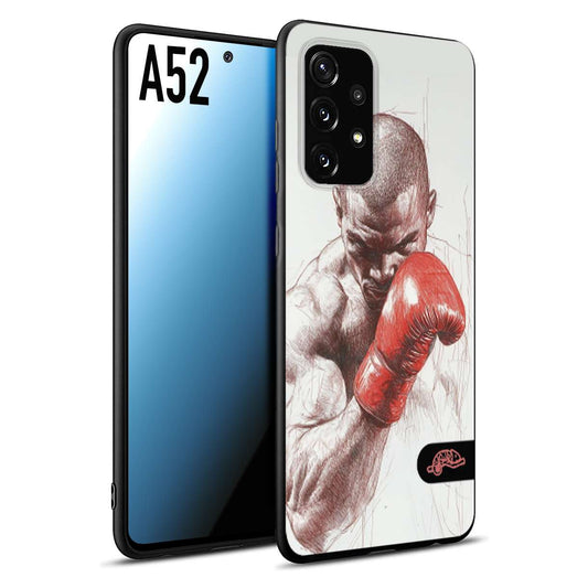 CUSTOMIZZA - Custodia cover nera morbida in tpu compatibile per Samsung A52 pugilato pugili disegno tattoo guantoni box sport primo piano