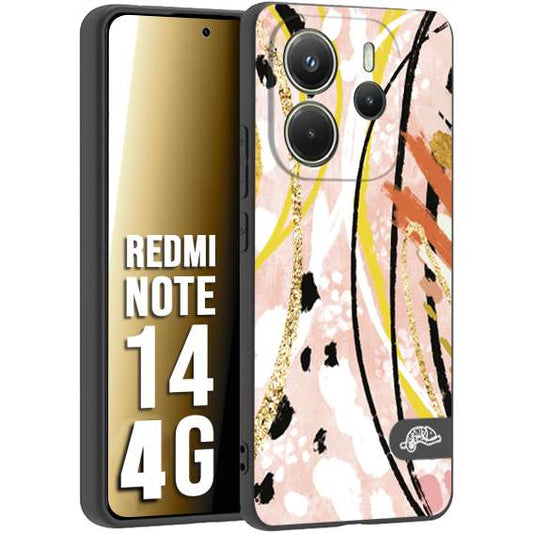 CUSTOMIZZA - Custodia cover nera morbida in tpu compatibile per Xiaomi Redmi Note 14 4G fiori astratti donna zebrato leopardato fantasia dorata gialla rosa colorata