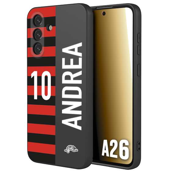 CUSTOMIZZA - Custodia cover nera morbida in tpu compatibile per Samsung A26 personalizzata calcio football nome e numero calciatori rossonera