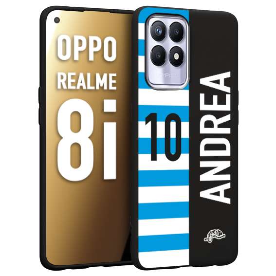 CUSTOMIZZA - Custodia cover nera morbida in tpu compatibile per Realme 8i personalizzata calcio football nome e numero calciatori biancazzurri