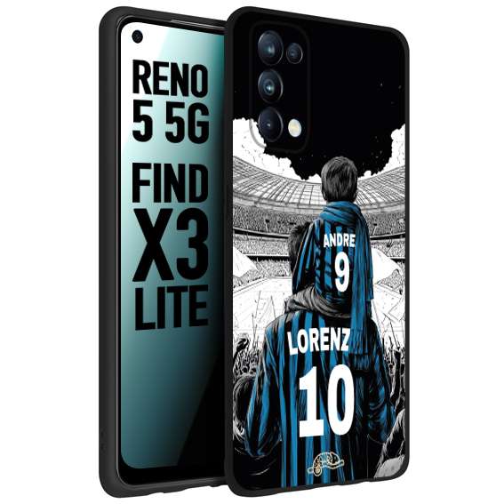 CUSTOMIZZA - Custodia cover nera morbida in tpu compatibile per Oppo Reno 5 5G personalizzata calcio football padre e figlio calciatori nerazzurra