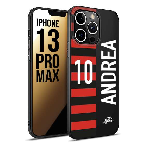 CUSTOMIZZA - Custodia cover nera morbida in tpu compatibile per iPhone 13 PRO MAX personalizzata calcio football nome e numero calciatori rossonera