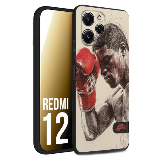 CUSTOMIZZA - Custodia cover nera morbida in tpu compatibile per Xiaomi Redmi 12 pugilato pugili disegno tattoo guantoni boxer pesi massimi
