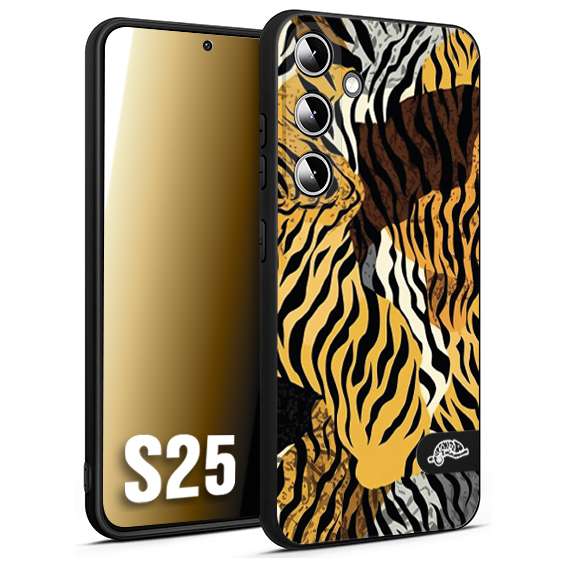 CUSTOMIZZA - Custodia cover nera morbida in tpu compatibile per Samsung S25 leopardato tigrato tiger colorata donna fashion estate