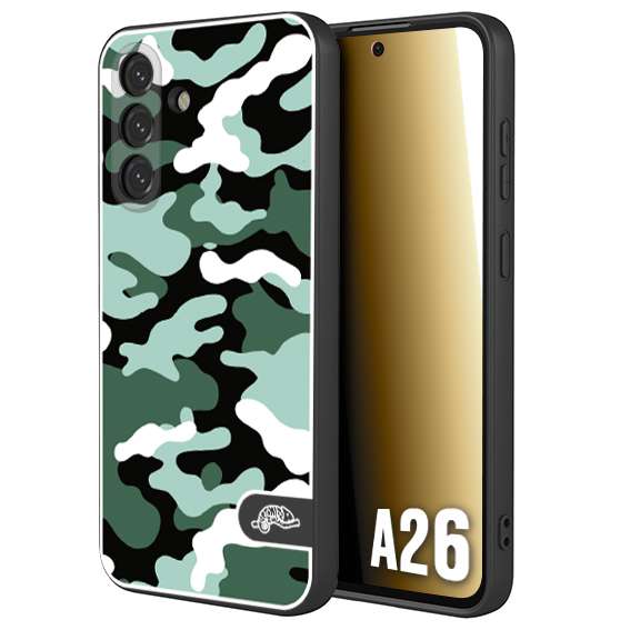 CUSTOMIZZA - Custodia cover nera morbida in tpu compatibile per Samsung A26 camouflage mimetico militare verde green