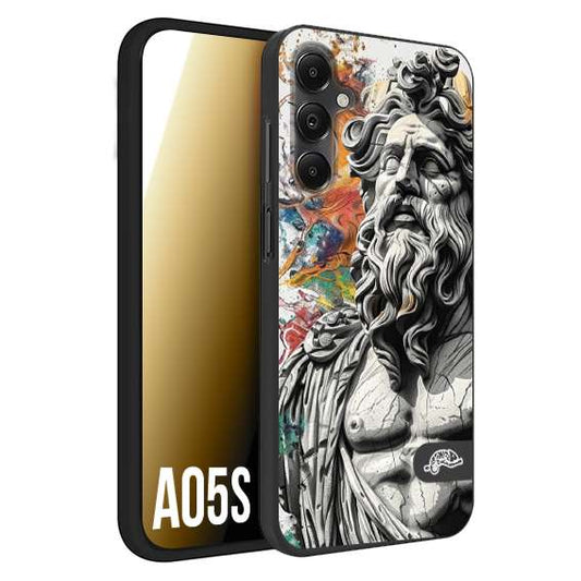 CUSTOMIZZA - Custodia cover nera morbida in tpu compatibile per Samsung A05S statua colorata moderna antico tattoo splash color