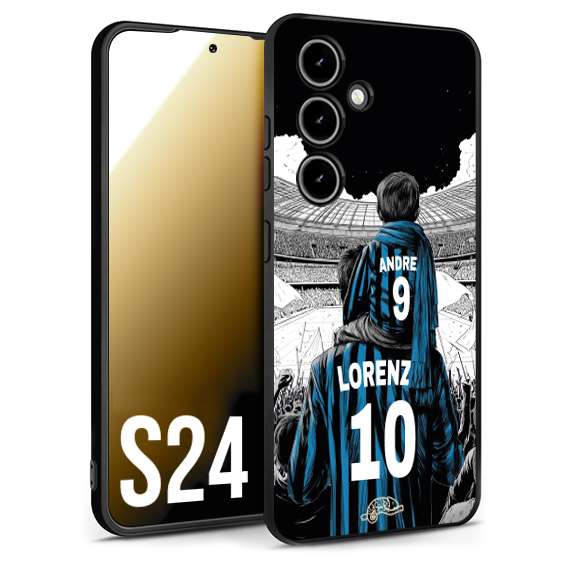CUSTOMIZZA - Custodia cover nera morbida in tpu compatibile per Samsung S24 personalizzata calcio football padre e figlio calciatori nerazzurra