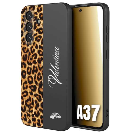 CUSTOMIZZA - Custodia cover nera morbida in tpu compatibile per Samsung A37 custom nome scritta leopardato maculato donna marrone leopard