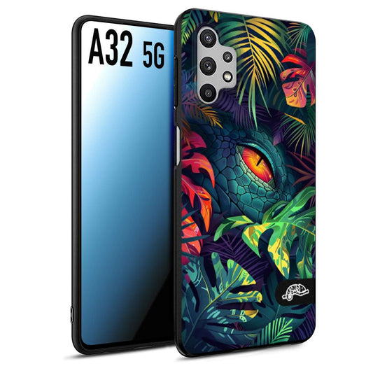 CUSTOMIZZA - Custodia cover nera morbida in tpu compatibile per Samsung A32 5G animali color giungla tropicale occhio di coccodrillo alligatore disegnato