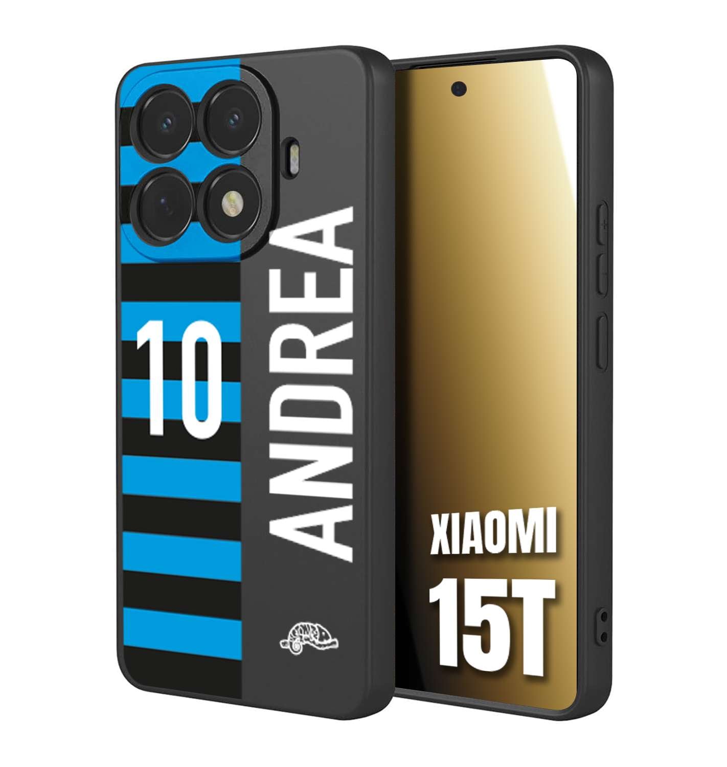 CUSTOMIZZA - Custodia cover nera morbida in tpu compatibile per Xiaomi 15T personalizzata calcio football nome e numero calciatori nerazzurra