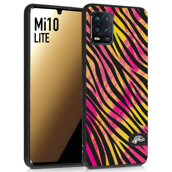 CUSTOMIZZA - Custodia cover nera morbida in tpu compatibile per Xiaomi Mi 10 LITE zebrata maculata a rilievo soft touch donna fucsia gialla